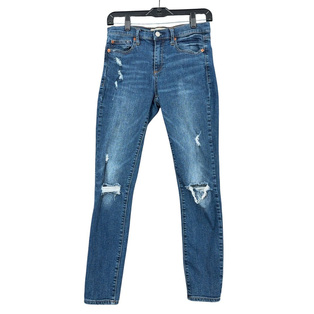Gap True Skinny Womens 27 Regular Cotton Blend Blue Distressed Jeans